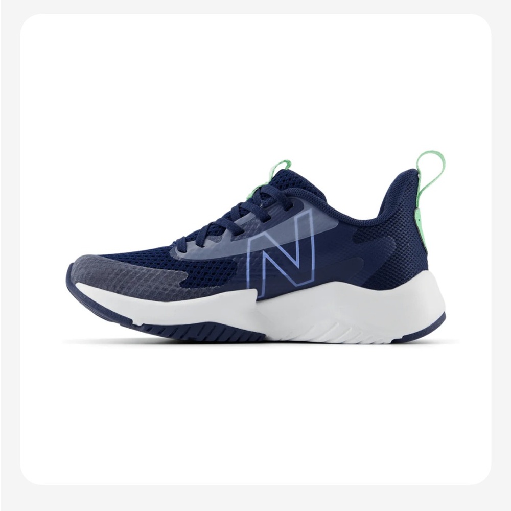 New Balance Kids' Rave Run Wide Navy and Green Sneakers